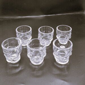 Gothic Ghost Skull  Clear Glass Shot Glasses 3D set of 6                20c